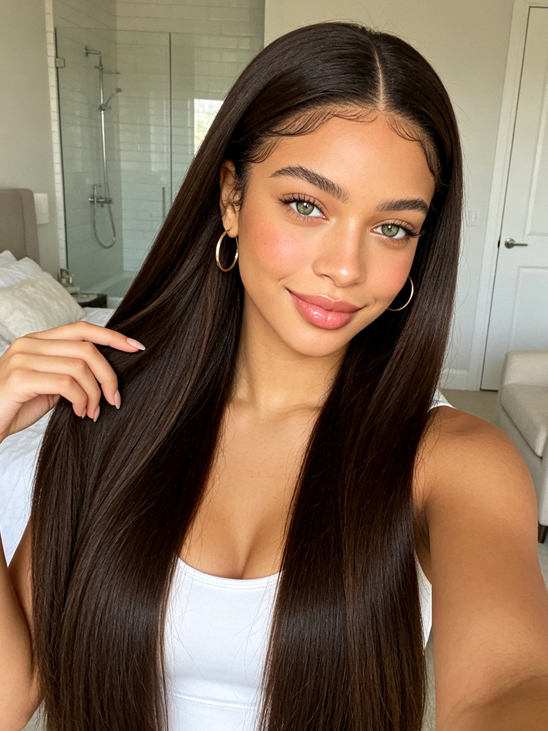 Ocean Hair SDD Vietnamese Raw Hair Straight 13x4 Lace Front Wig Chocolate 26 Inch