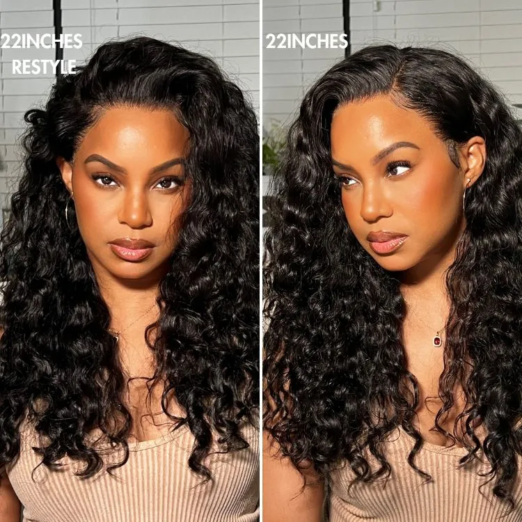 Ocean Hair Water Wave 13x4 Lace Front Wig 1B Black Color Long Hair Wig