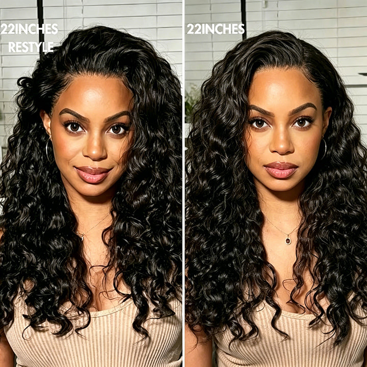 Ocean Hair Water Wave 13x4 Lace Front Wig 1B Black Color Long Hair Wig
