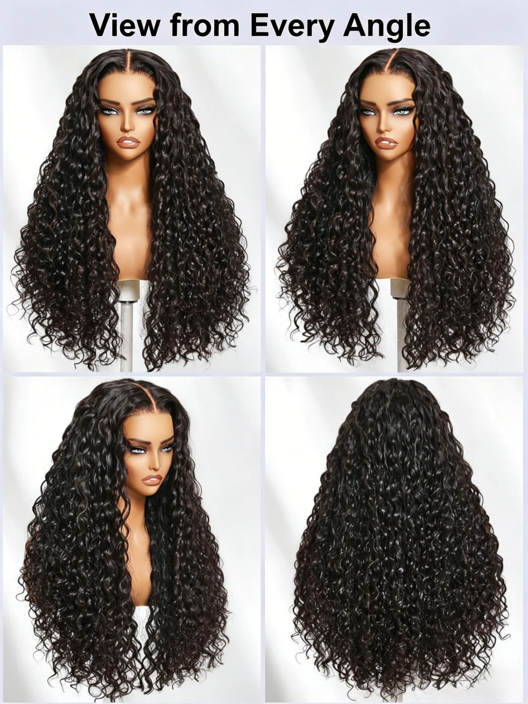 Ocean Hair Water Wave 13x4 Lace Front Wig 1B Black Color Long Hair Wig