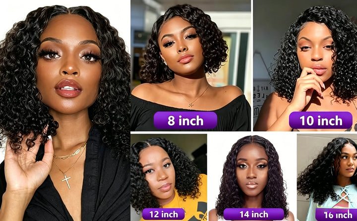 SA Ocean Hair Water Wave Bob 4x4 Glueless Wig 1B Black Color Hair