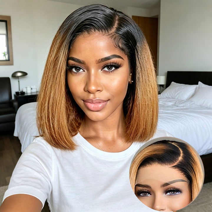 13x4 Bob Straight Double Drawn Lace Front Wig 