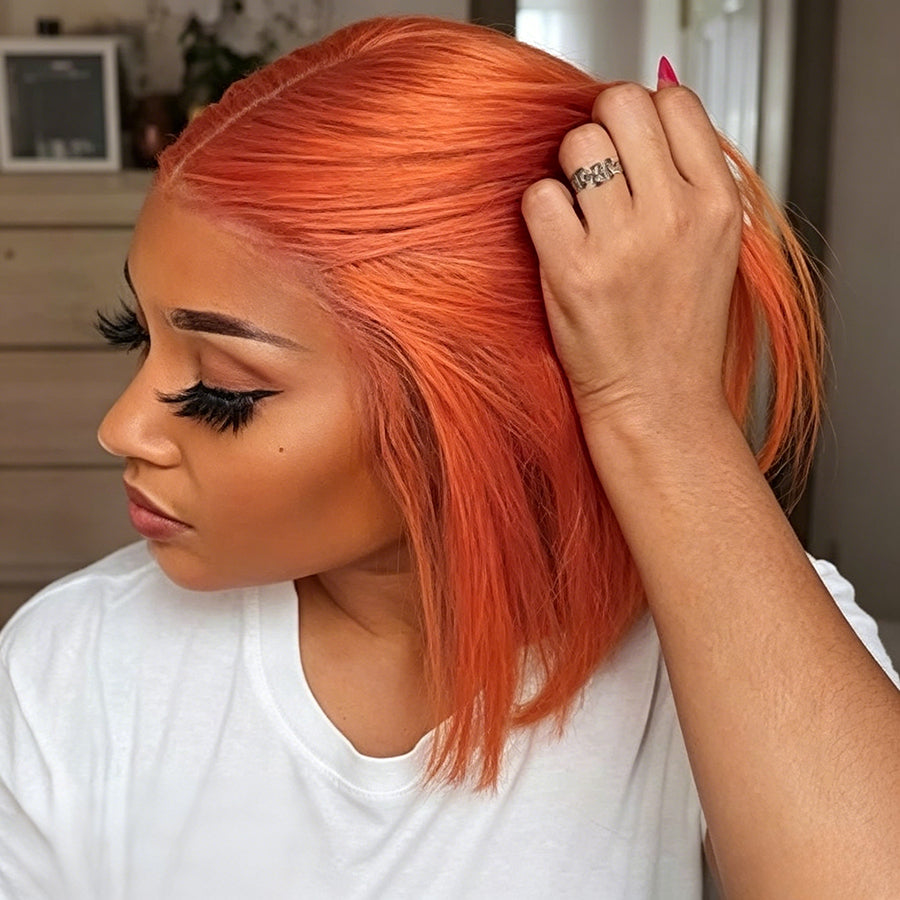 4x4 Bob Straight Double Drawn Human Hair Wig Lace Closure 