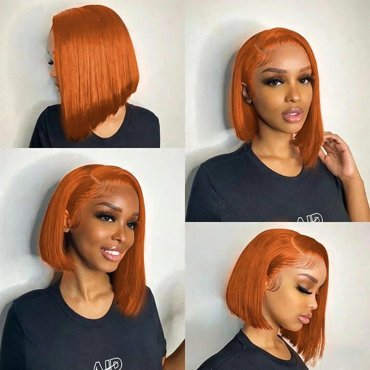 4x4 Bob Straight Double Drawn Human Hair Wig Lace Closure 