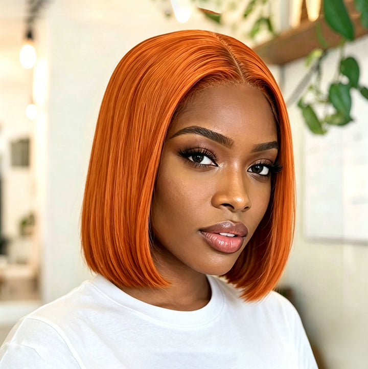 4x4 Bob Straight Double Drawn Human Hair Wig Lace Closure 