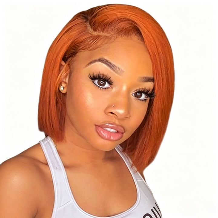 4x4 Bob Straight Double Drawn Human Hair Wig Lace Closure 