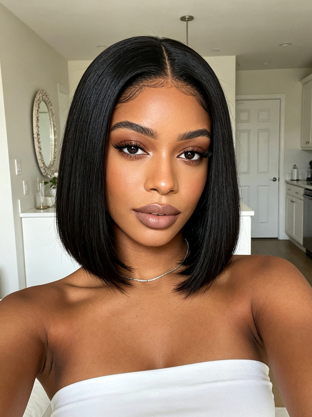 Ocean Hair Special Black Straight Bob Lace Front Wig 13x4 Double Drawn