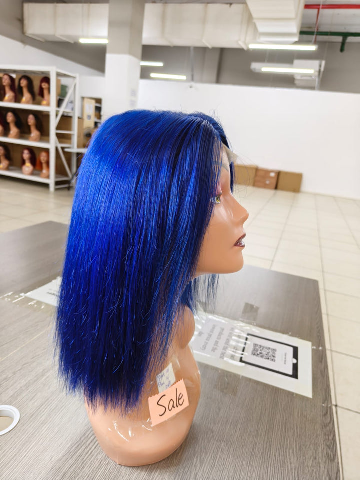 Ocean Hair Vivid Blue Straight T-Part Lace Wig SDD 14 Inch Special Price