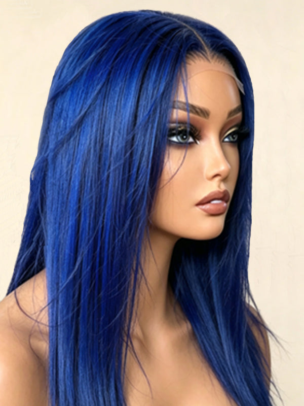 Ocean Hair Vivid Blue Straight T-Part Lace Wig SDD 14 Inch Special Price