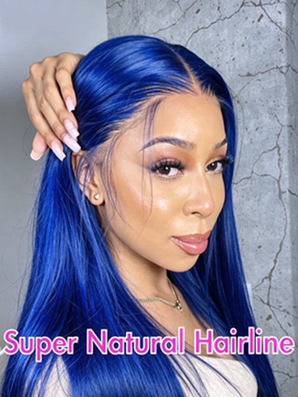 Ocean Hair Vivid Blue Straight T-Part Lace Wig SDD 14 Inch Special Price