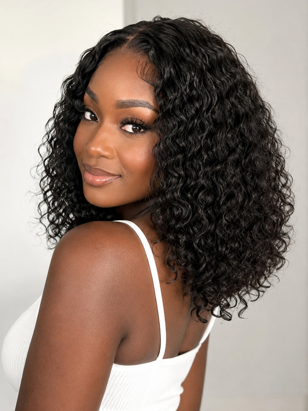 Ocean Hair Water Wave 13x4 Lace Front Wig Natural Black Color 18 Inch