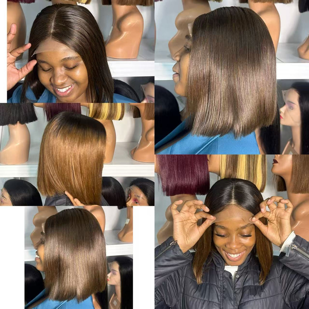 Ocean Hair Donor Hair Straight Bob Glueless 5x5 Lace SDD Wig 8-12 Inch