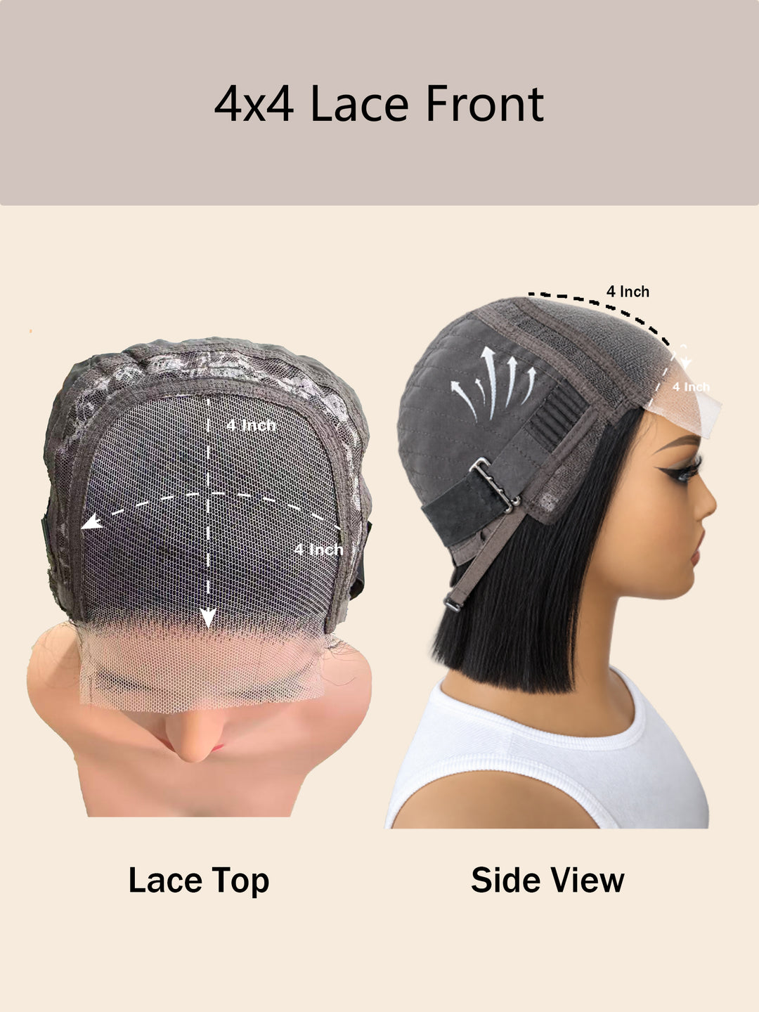 Glueless 4x4 Lace Closure Bob Wig