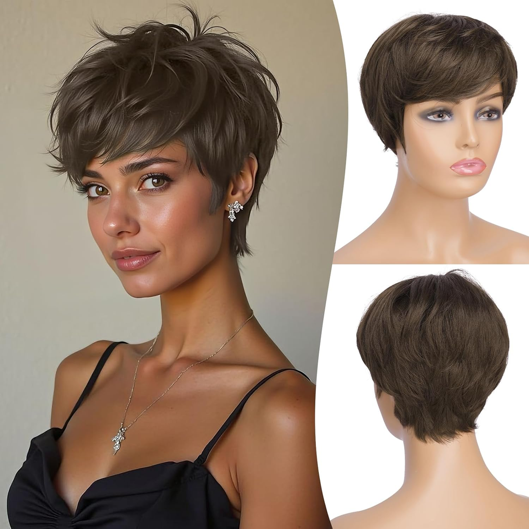 13x4 Pixie Cut Human Hair  Wig