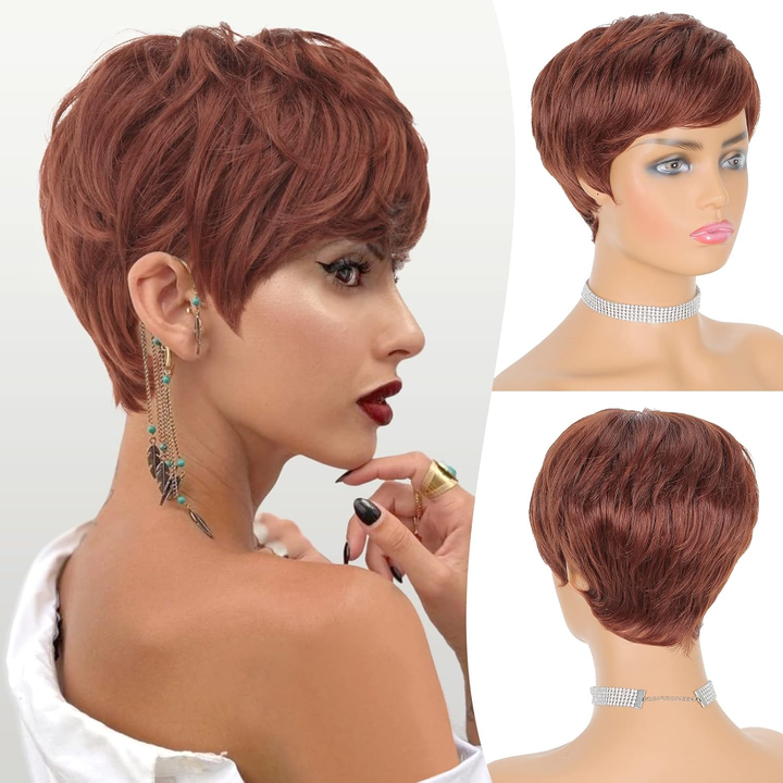 13x4 Pixie Cut Human Hair  Wig