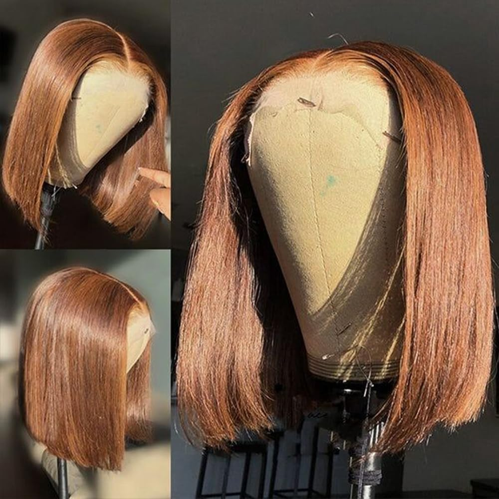 Ocean Hair Brown Straight Bob 13x4 Lce Front 4x4 Lace Double Drawn Wig