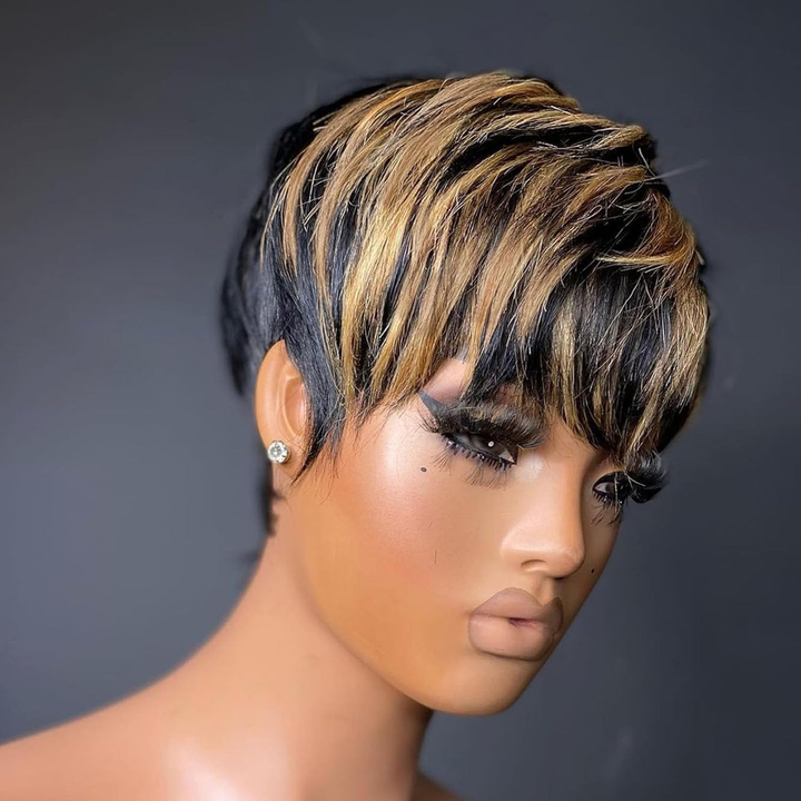 13x4 Pixie Cut Human Hair  Wig