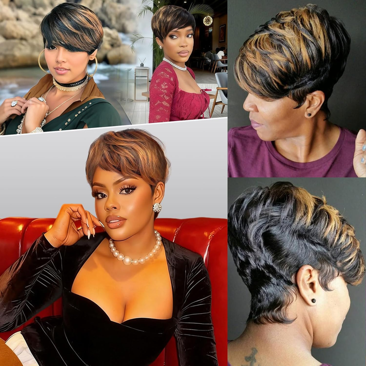 13x4 Pixie Cut Human Hair  Wig