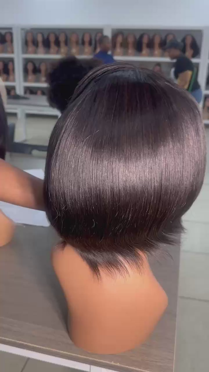 Ocean Hair Pixie Cut Lace Front Wig 13x4 Super Double Drawn Black Hair