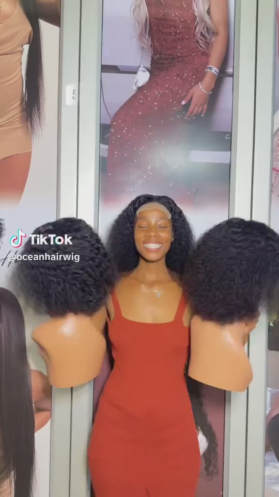 Ocean Hair Jerry Curl Bob 5x5 Lace Closure Glueless Wig Black Color Wig