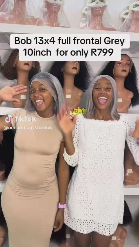 Ocean Hair Grey Straight 13x4 Lace Front Wig 10 Inch | Double Drawn
