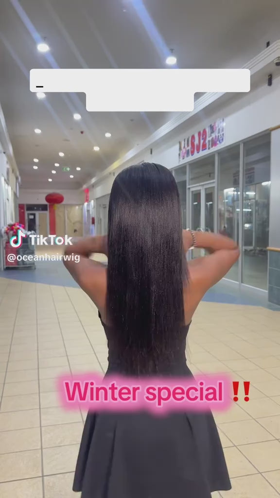 Ocean Hair Special Yaki Straight Lace Front Wig 13x4 Black Color 22 Inch