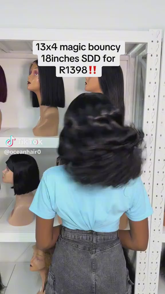 Ocean Hair Magic Bouncy Lace Front Wig 13x4 SDD 18 Inch Natural Black