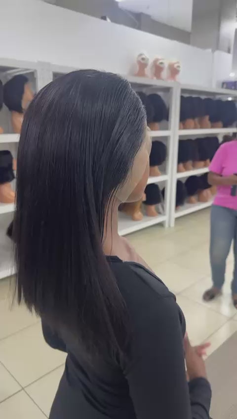 Ocean Hair Special Black Straight Bob Lace Front Wig 13x4 Double Drawn