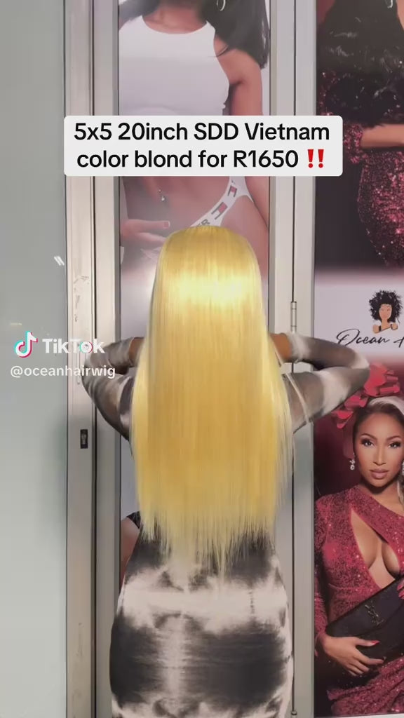 Ocean Hair Vietnamese Hair Straight Donor 5x5 Lace Closure Blonde SDD Wig