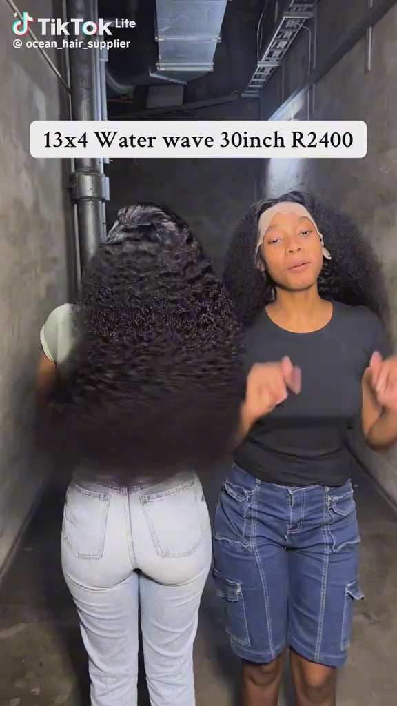 Ocean Hair Water Wave 13x4 Lace Front Wig 1B Black Color Long Hair Wig 18 to 40 Inch