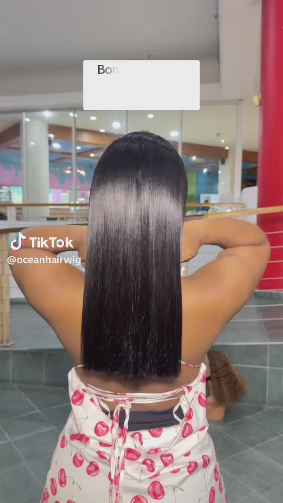 Ocean Hair SDD Bone Straight 13x4 Lace Front Wig 1B Black Color Hair
