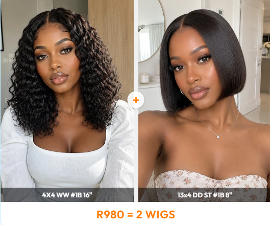 Ocean Hair 4x4 Water Wave Glueless Wig Natural Black 12 Inch